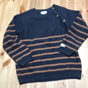 Newbie Organic cotton striped button neck sweater
